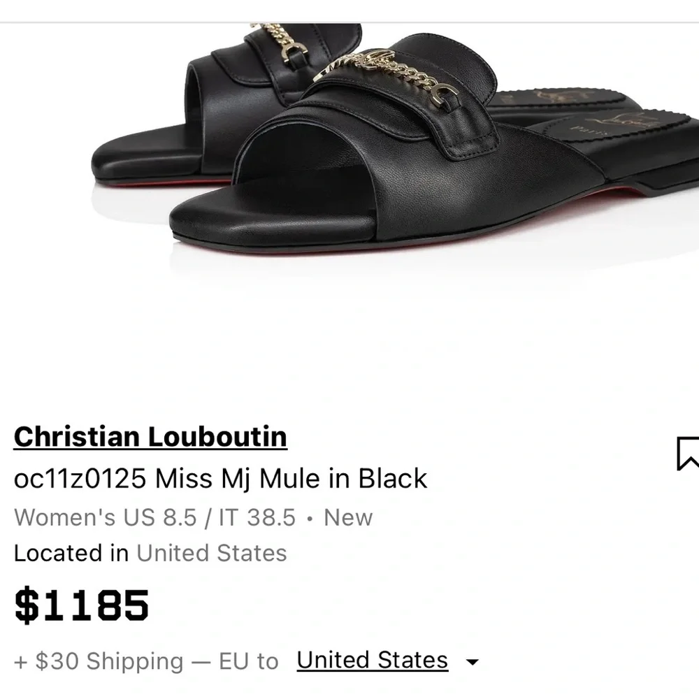 Christian Louboutin  Miss MJ Mule Slippers Red Sole with Black Edge - Picture 3 of 12